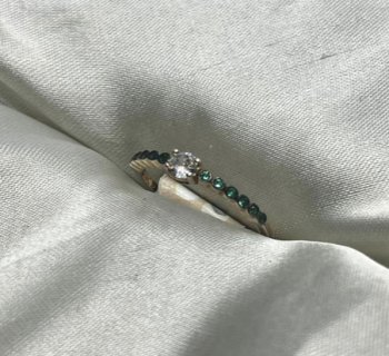 ANEL SOLITARIO PEDRAS VERDES PRATA 925