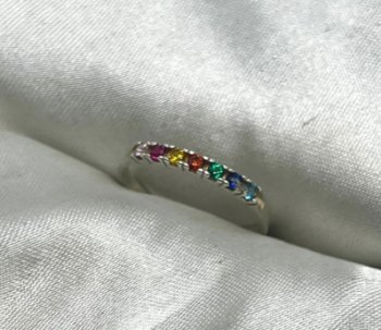 ANEL PEDRAS COLORIDAS PRATA 925