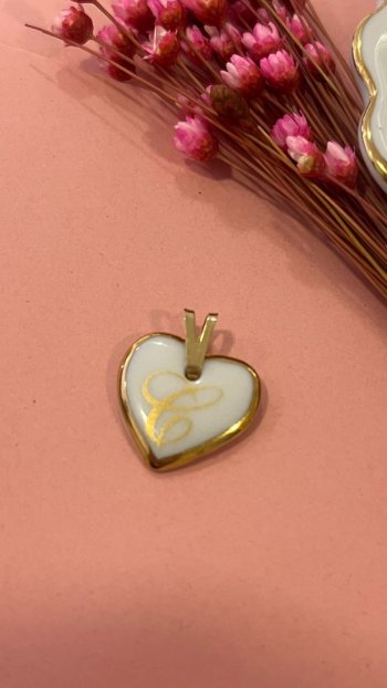 Pingente Coração Porcelana - Personalizado